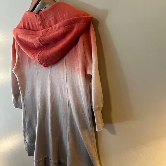 XCVI Women' s 3/4 Sleeve Hooded Zip Jacket Lightweight Gray/Orange Ombre--SZ Med - Picture 6 of 10